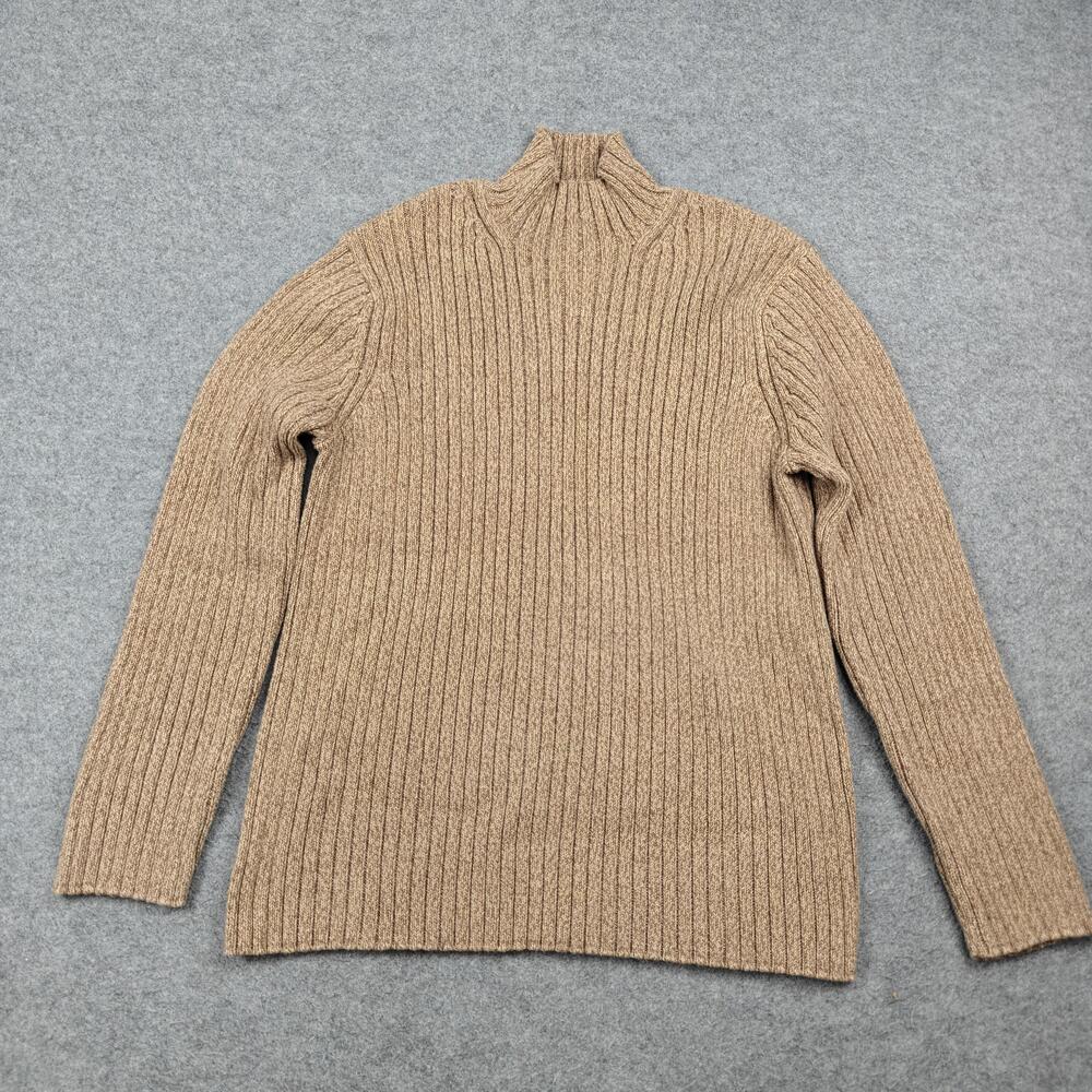 Lauren Ralph Lauren Sweater Womens XL Beige Mock Neck Chunky-Knit Pullover
